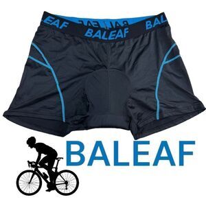Baleaf Men's High Waisted Cycling 3D Padded Bike Shorts Black Blue Trim Size 3XL